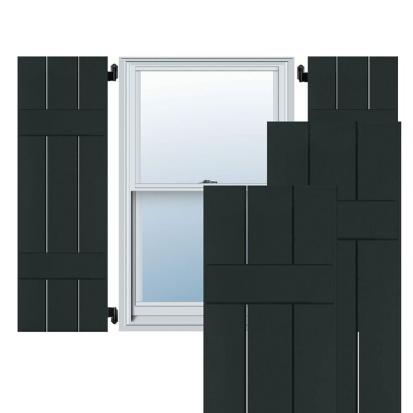 Ekena Millwork Exterior 3 Board (2 Batten) Real Wood Pine Board-n-Batten Shutters PR, RWB12X028DGP RWB12X028DGP - main